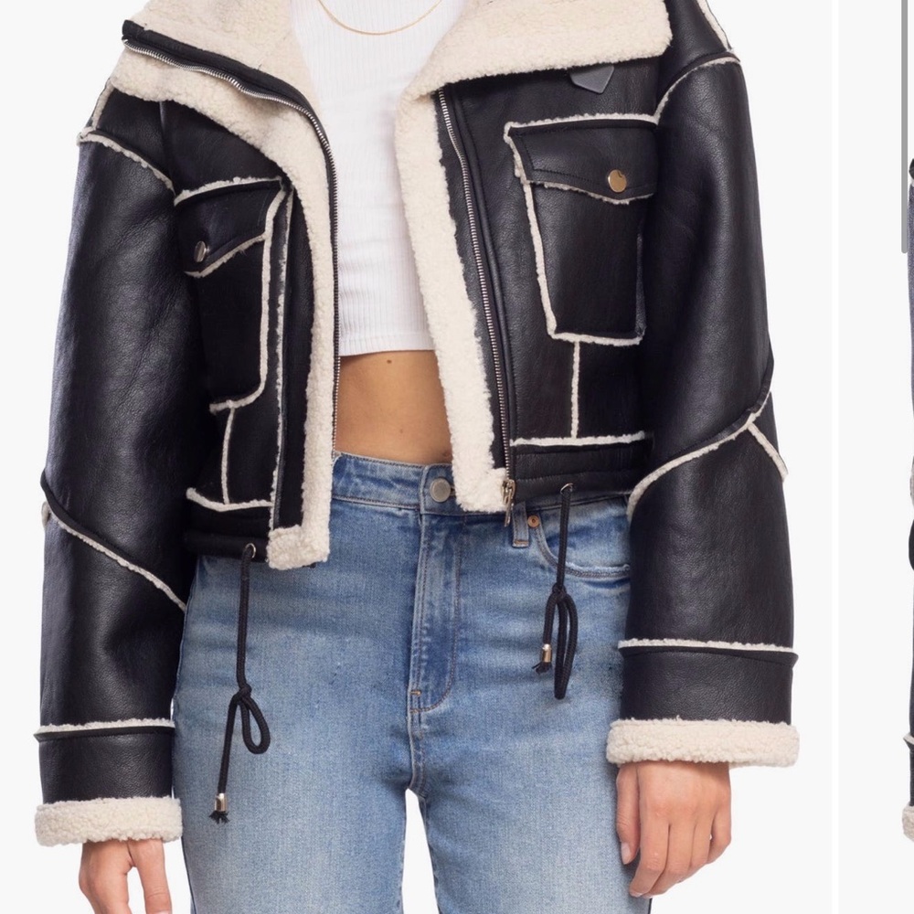 Blank NYC Black and Cream Leather Jacket